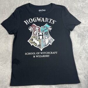 Harry Potter Hogwarts School of Witchcraft &Wizardry Tshrt Womens L Coat of Arms